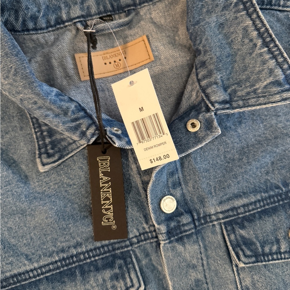 Blank NYC Blue Denim Romper NWT M - Picture 3 of 3